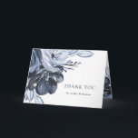 Blue Bouquet | Watercolor Floral Thank You Card<br><div class="desc">This elegant and simple wedding thank you card features rich,  deep dusty blue flowers and leaves. We have used art via LABFcreations.</div>