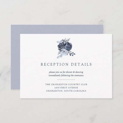 Blue Bouquet  Watercolor Floral Wedding Reception Invitation