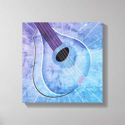 Blue Bouzouki Musical Instrument Textured Art  Canvas Print