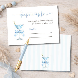 Blue Bow A Tini One Boy Baby Shower Diaper Raffle Enclosure Card