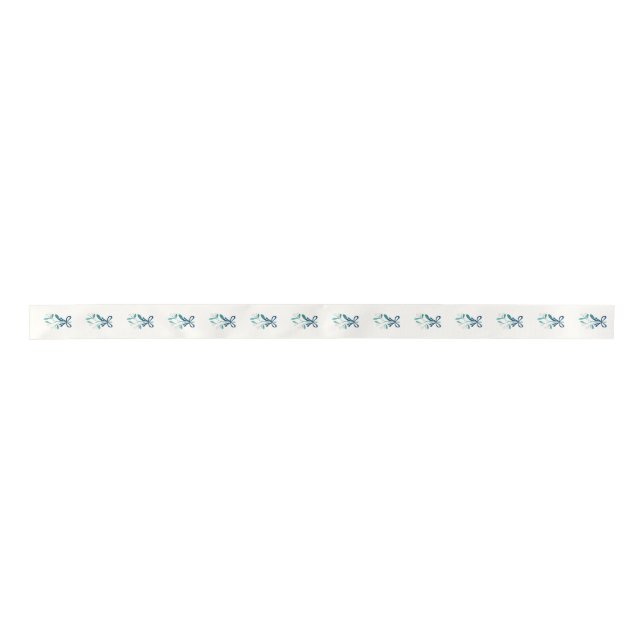 Blue Bow and Mistletoe Satin Ribbon (Front)