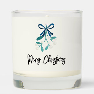 Blue Bow and Mistletoe Scented Candle