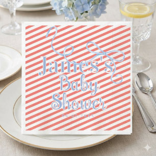 Blue Bow and Red Stripe Baby shower Napkins