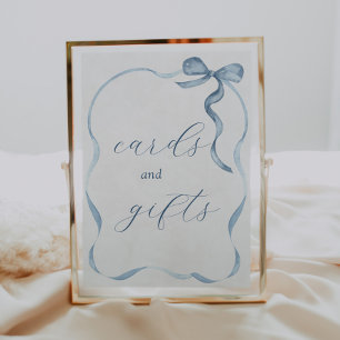 Blue Bow and Ribbon Cards and Gifts Sign