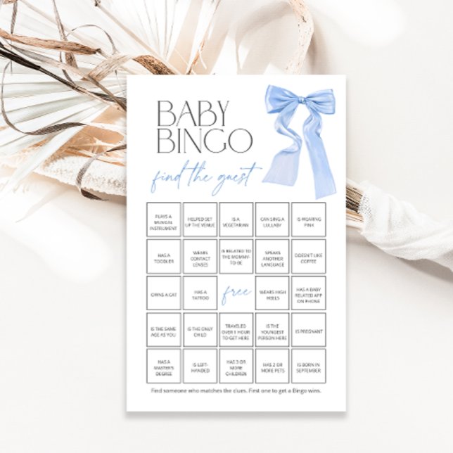 Blue Bow Baby Bingo Find the Guest Shower Game (Creator Uploaded)