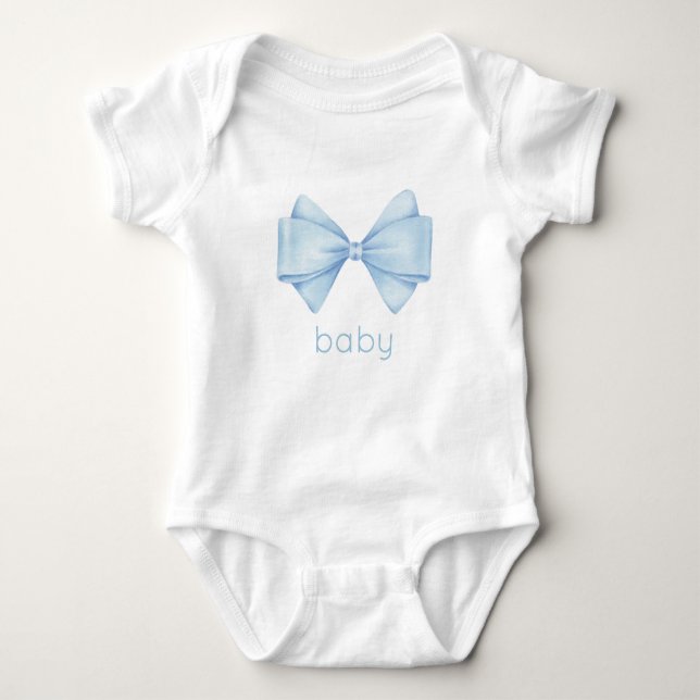 Blue Bow Baby Bodysuit (Front)