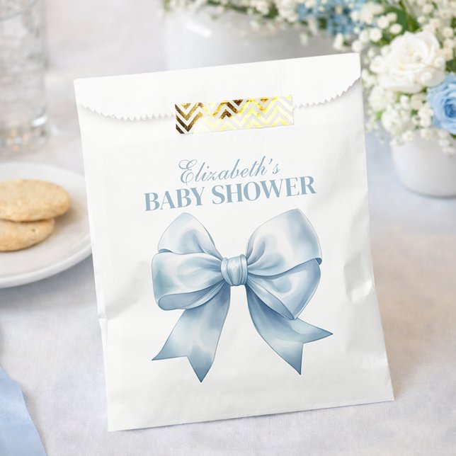 Blue Bow Baby Boy Elegant Baby Shower Favor Bag (Blue Bow Baby Boy Elegant Baby Shower Favor Bag)