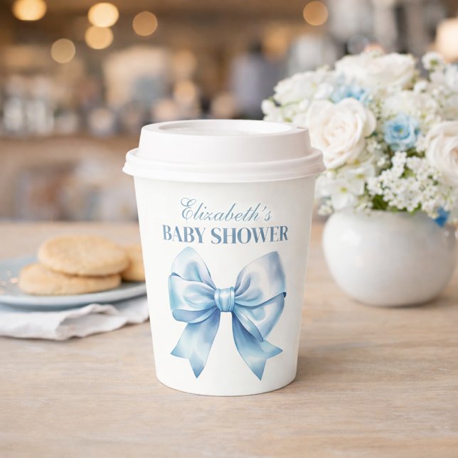 Blue Bow Baby Boy Elegant Baby Shower Paper Cups (Blue Bow Baby Boy Elegant Baby Shower Paper Cups)
