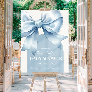 Blue Bow Baby Boy Elegant Baby Shower Welcome Foam Board