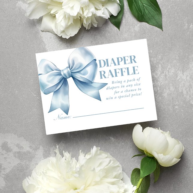 Blue Bow Baby Boy Elegant Diaper Raffle Enclosure Card (Blue Bow Baby Boy Elegant Diaper Raffle Enclosure Card)