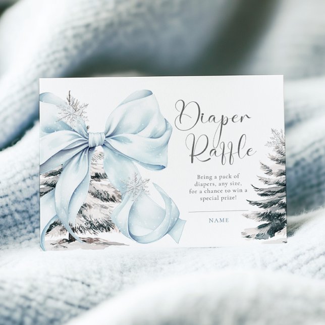 Blue Bow Baby It Cold Outside Baby Diaper Raffle  Enclosure Card (Creator Uploaded)