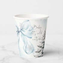 Blue Bow Baby It's Cold Outside Baby Shower Paper Cups
