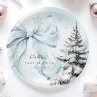 Blue Bow Baby It's Cold Outside Baby Shower