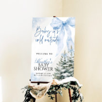 Blue Bow Baby Its Cold Outside Shower Welcome Sign
