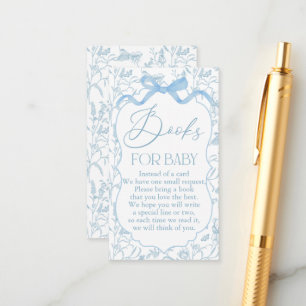 Blue Bow Baby Shower Boy Book  Enclosure Card