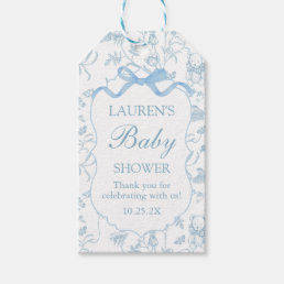 Blue Bow Baby Shower Boy Gift Tag