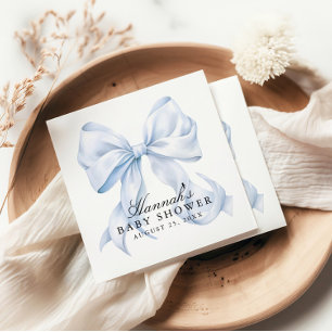 Blue Bow Baby Shower Coquette Bow Napkins