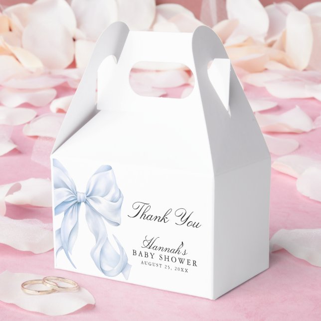Blue Bow Baby Shower Coquette Bow Theme Favor Boxes (Wedding)