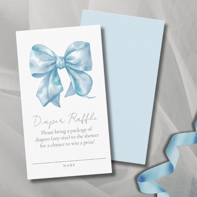 Blue Bow Baby Shower Diaper Raffle Enclosure Card (Blue Bow Baby Shower Diaper Raffle Enclosure Card)