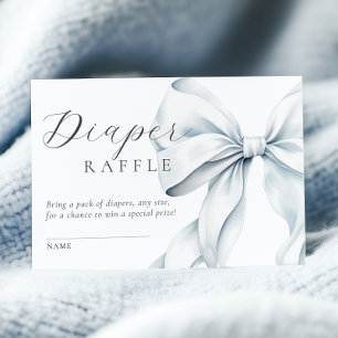 Blue Bow Baby Shower Diaper Raffle Enclosure Card