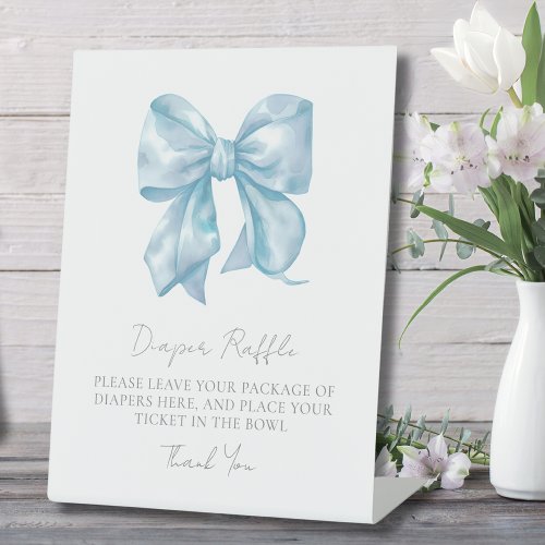 Blue Bow Baby Shower Diaper Raffle Enclosure Card