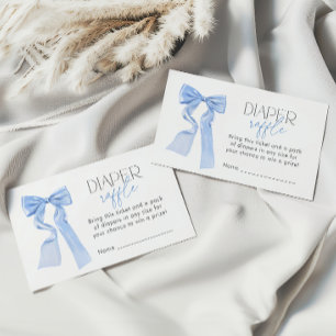 Blue Bow Baby Shower Diaper Raffle ticket Enclosure Card