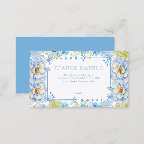 Blue Bow Baby Shower Diaper Raffle Tickets Enclosure Card