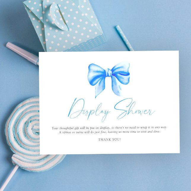 Blue bow baby shower display shower enclosure card (Creator Uploaded)