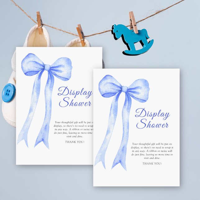 blue bow baby shower display shower enclosure card (Creator Uploaded)