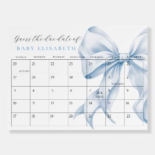 Blue Bow Baby Shower Due Date Game Foam Board