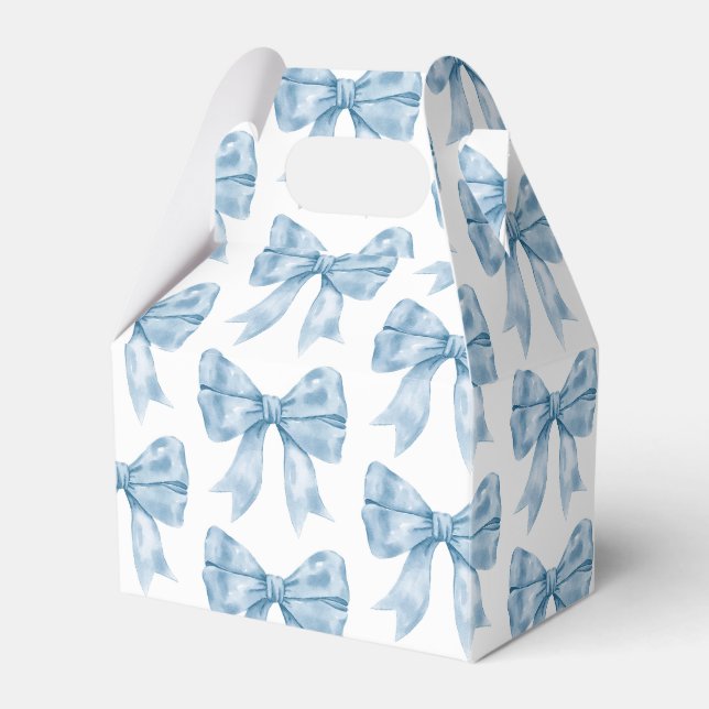 Blue Bow Baby Shower Favor Boxes (Front Side)