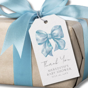 Blue Bow Baby Shower  Gift Tags