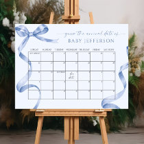 Blue Bow Baby Shower Guess Due Date Calendar Poste Poster