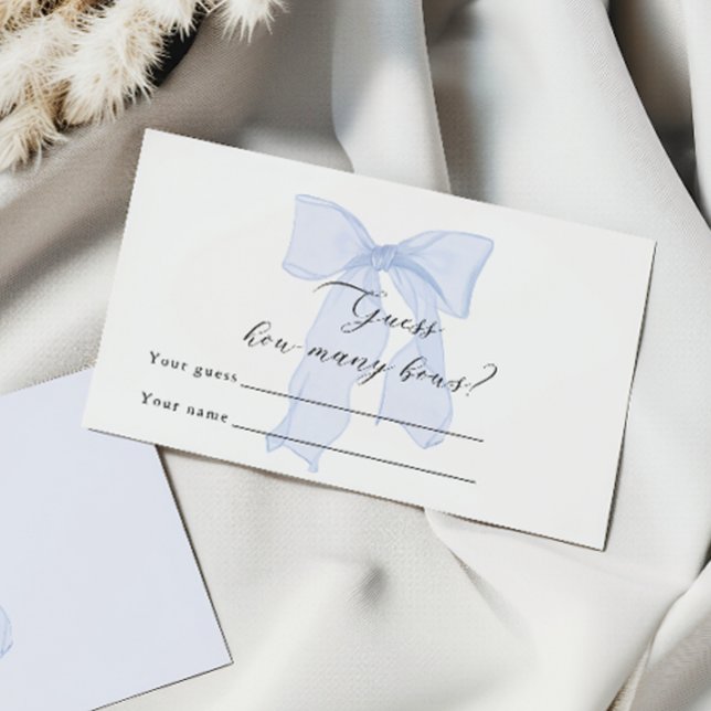 Blue Bow Baby Shower Guess how many bows Enclosure Card (Creator Uploaded)