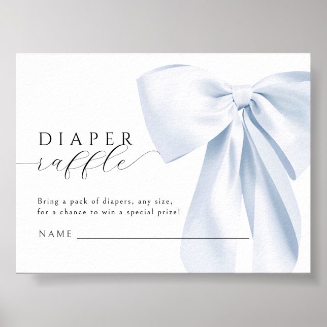 Blue Bow Baby Shower Instant Download Poster (Front)