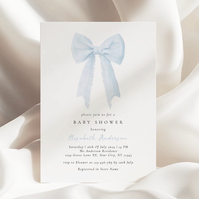 Blue Bow Baby Shower Invitation (Creator Uploaded)