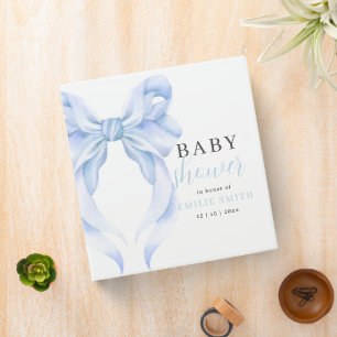 Blue Bow Baby Shower Invitation, Boy Baby Shower 3 Ring Binder