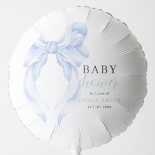 Blue Bow Baby Shower Invitation, Boy Baby Shower Balloon