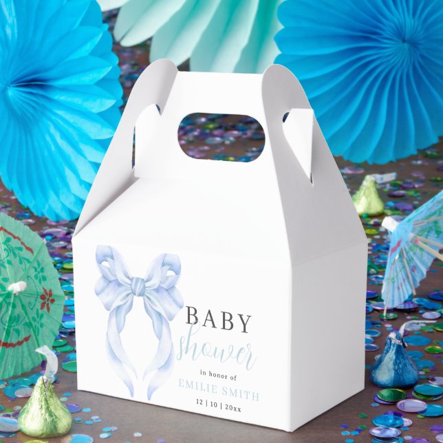 Blue Bow Baby Shower Invitation, Boy Baby Shower Favor Boxes (Party)