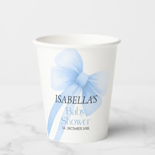 Blue Bow Baby Shower Paper Cups