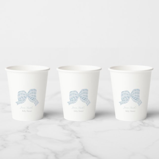 Blue bow baby shower  paper cups (Multi)