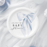 Blue Bow Baby Shower Rounded Paper Plates<br><div class="desc">Add a touch of elegance to your party table with these Blue Bow Baby Shower Rounded Paper Plates. The chic light blue bow and handwritten script make these tags the perfect finishing touch for your celebration.</div>