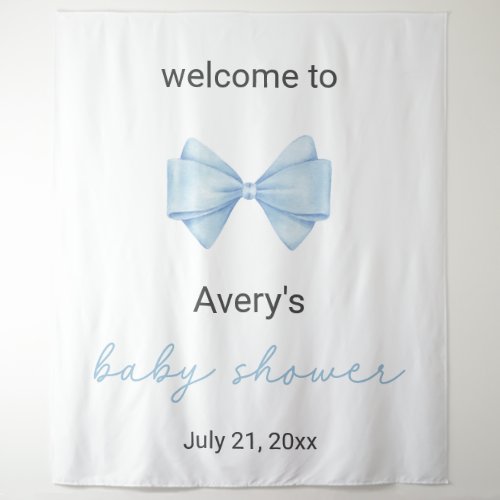 Blue Bow Baby Shower Tapestry