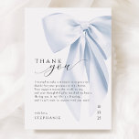 Blue Bow Baby Shower Thank You Card<br><div class="desc">Express your gratitude with this Blue Bow Baby Shower Thank You Card. Featuring a delicate light blue bow and romantic script,  this card is a beautiful way to thank your guests for their love and support with a personalized note.</div>