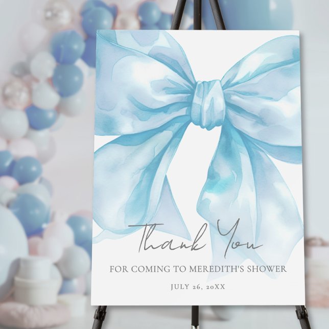 Blue Bow Baby Shower Thank You Sign (Blue Bow Baby Shower Thank You Sign)