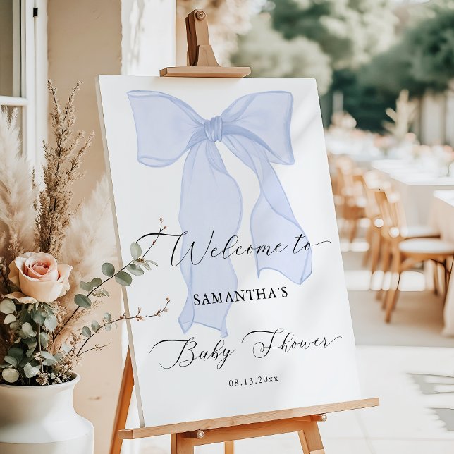 Blue Bow Baby Shower Welcome Foam Board (Creator Uploaded)