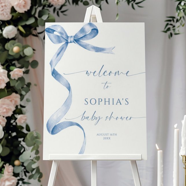 Blue Bow Baby Shower Welcome Sign (Creator Uploaded)