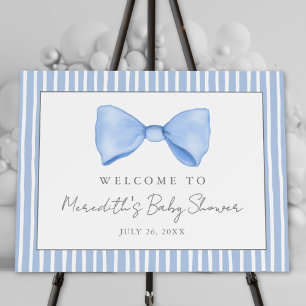 Blue Bow Baby Shower Welcome Sign