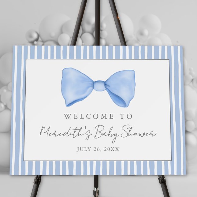 Blue Bow Baby Shower Welcome Sign (Blue Bow Baby Shower Welcome Sign)