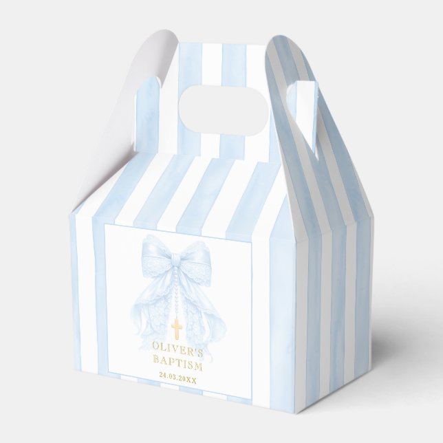 Blue Bow Baptism Favor Boxes (Front Side)